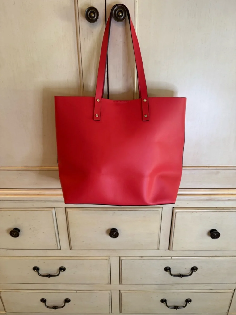 Trina Turk Coral-Peach Pebbled Tote - Picture 7 of 11